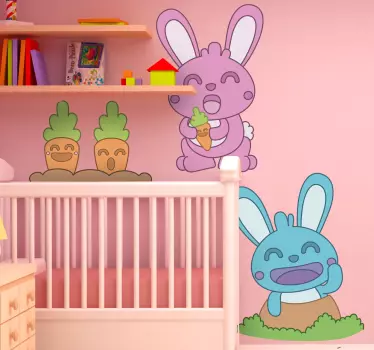Djeca mrkva zečevi naljepnice - TenStickers
