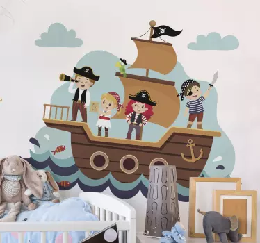 Djeca pirati ilustracija zidna umjetnost - TenStickers