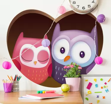 Djeca sova zidna umjetnost ilustracija stabla - TenStickers