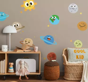 Djeca zabavni planeti zidne naljepnice - TenStickers