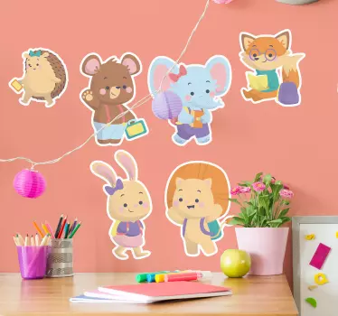 Djeca životinje škola obrazovni zid decal - TenStickers
