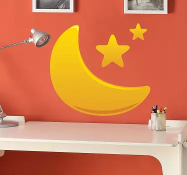 Djeca zlatni mjesec i zvijezde naljepnica - TenStickers