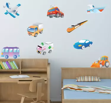 Dječja kolekcija vozila naljepnica za zid - TenStickers