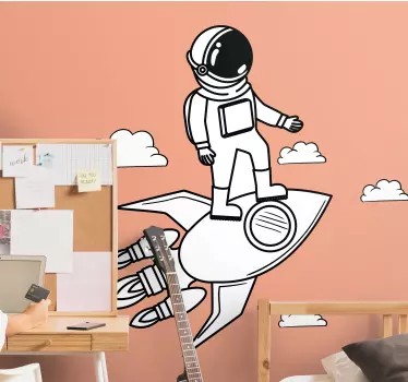Naljepnica svemira astronaut i raketa - TenStickers