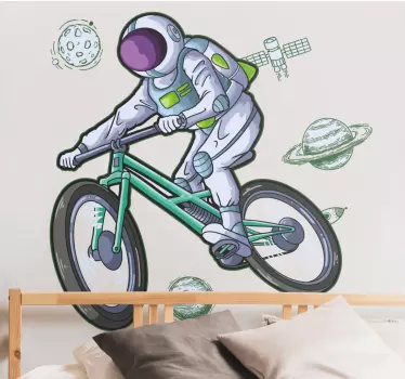 Naljepnica svemira astronautova biciklistička avantura - TenStickers