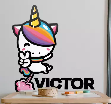 Naljepnica za djecu cool jednorog s imenom - TenStickers