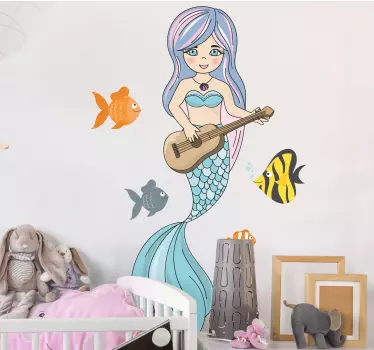 Naljepnica za djecu sirena svira gitaru - TenStickers