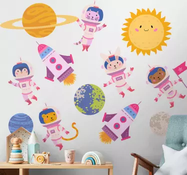 Naljepnica svemira slatka avantura astronauta - TenStickers