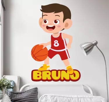 Dječji košarkaš s imenom naljepnica na zidu - TenStickers