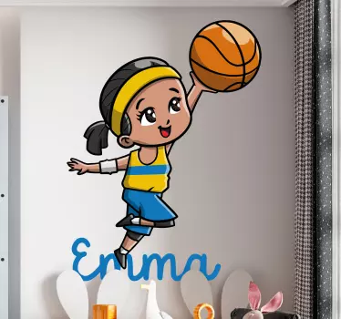 Djevojka košarkašica s prilagođenom naljepnicom s imenom - TenStickers
