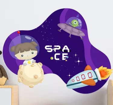 Djevojka u ilustraciji ilustracije o svemiru - TenStickers