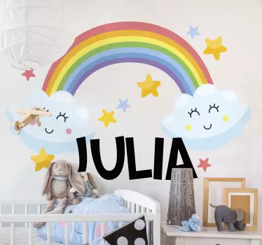 Duga sa zvijezdama veliki oblak ilustracija zidna umjetnost - TenStickers