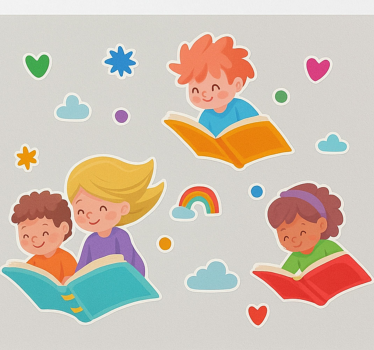 Edukativna naljepnica leteće knjige i djeca - TenStickers