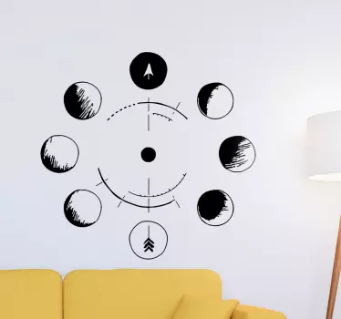 Faze mjeseca crtanje svemira - TenStickers