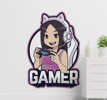 Gamer anime girl ilustracija zidna umjetnost - TenStickers