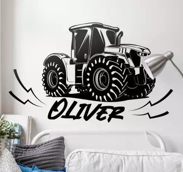 Graffiti traktor s nazivom prilagođena naljepnica - TenStickers