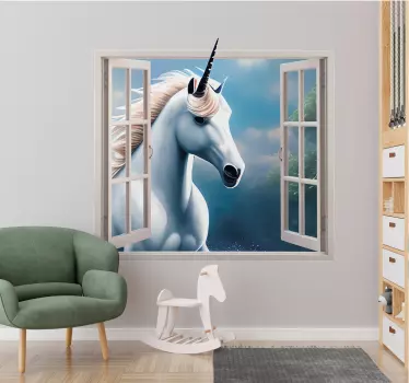 Jednorog prozor 3d naljepnica - TenStickers