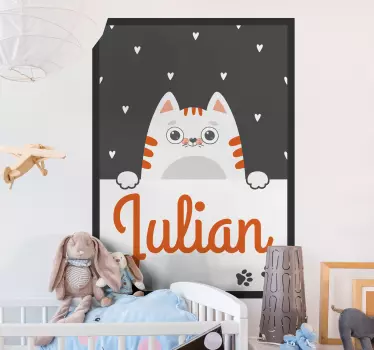 Mačka dječji poster s nazivom dječja zidna naljepnica za zid - TenStickers
