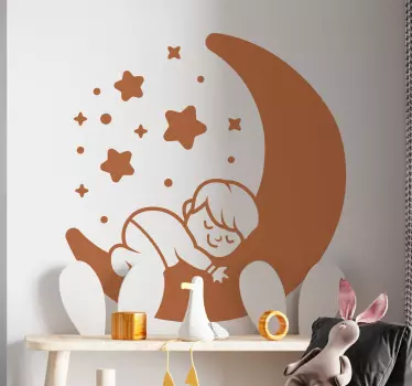 Malo dijete sjedi na mjesečevoj ilustraciji zidna umjetnost - TenStickers