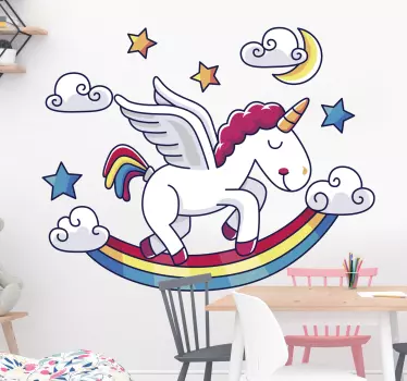 Mavrica s jednorog fantasy decal - TenStickers