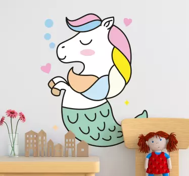 Mermaid jednorog bajka zid decal - TenStickers