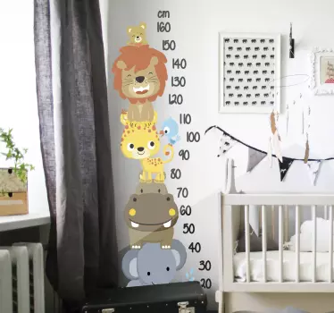 Metar sa životinjama naslagane tablice visine naljepnice za zid - TenStickers