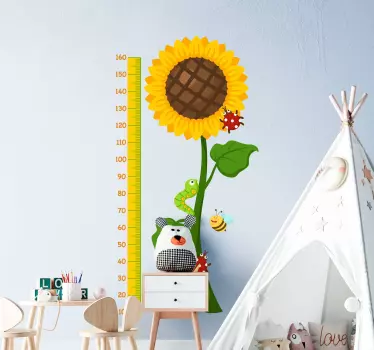Metar zid s naljepnicom grafikona visine suncokreta - TenStickers