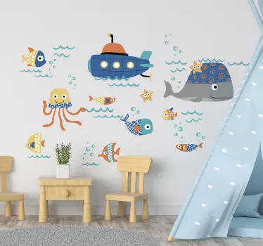 Morski motivi naljepnice ribljih zidova - TenStickers
