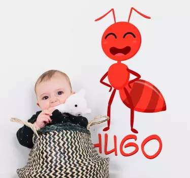 Mrav s imenom prilagodljiva zidna naljepnica - TenStickers
