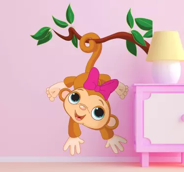 Naljepnica baby girl majmun djeca - TenStickers