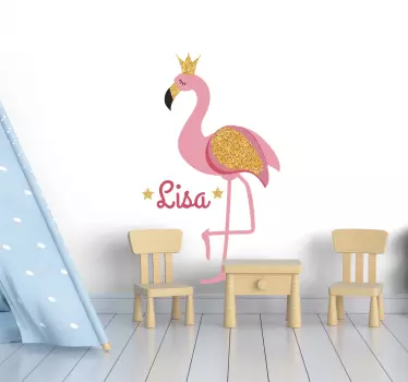 Naljepnica flamingo s imenom ptica - TenStickers