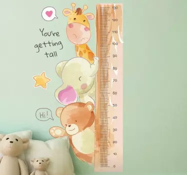 Naljepnica grafikona visine slatke životinje - TenStickers