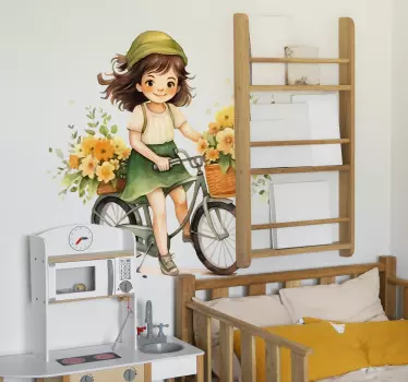 Naljepnice Ilustracije djevojka koja vozi bicikl - TenStickers