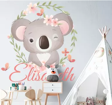 Naljepnica koala sa slatkim životinjama s imenom dječja spavaća s - TenStickers