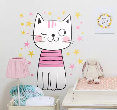 Naljepnica mačka nordijski sa zvijezdama za pseće vrtiće - TenStickers
