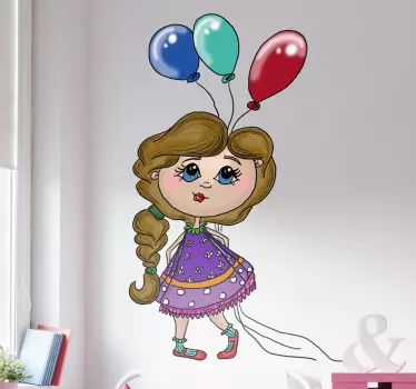 Naljepnica na zidu djevojčica s balonom - TenStickers