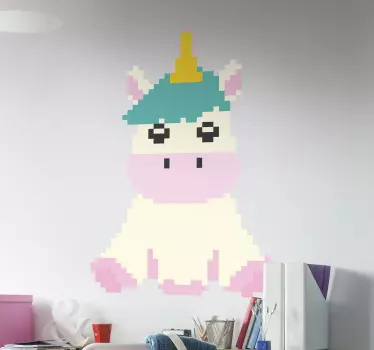 Naljepnica na zidu piksela jednorog - TenStickers