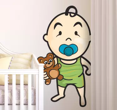 Naljepnica na zidu u boji djeteta i medo - TenStickers