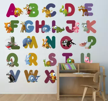Naljepnica s abecedom sa životinjama za djecu - TenStickers