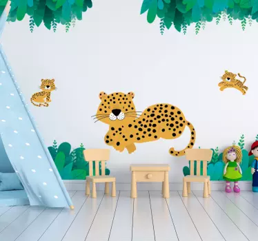 Naljepnica s divljim životinjama leopard mama i beba - TenStickers