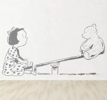 Naljepnica s djevojčicama i teddy seeaw kids - TenStickers