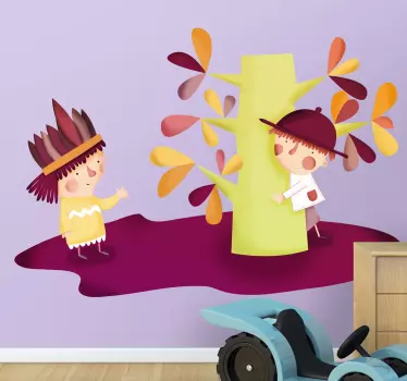 Naljepnica s kaubojima i indijanskim djecom - TenStickers