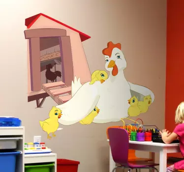 Naljepnica s maminom kokošom i pilićima - TenStickers