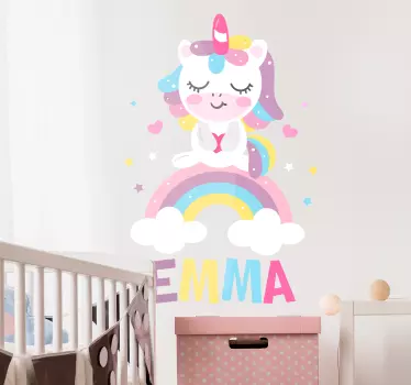 Naljepnica s spavaćim jednorogom personalizirana - TenStickers