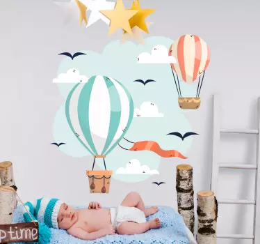 Naljepnica s zidovima na zračnim balonima i oblacima - TenStickers