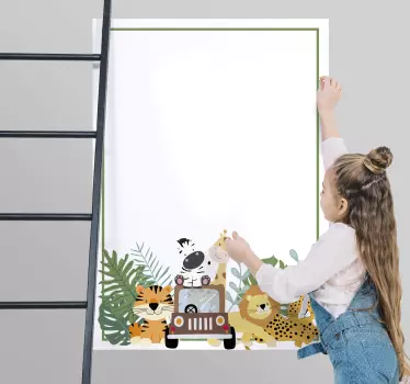 Naljepnica safari životinje zebra lav i žirafa za pisanje - TenStickers