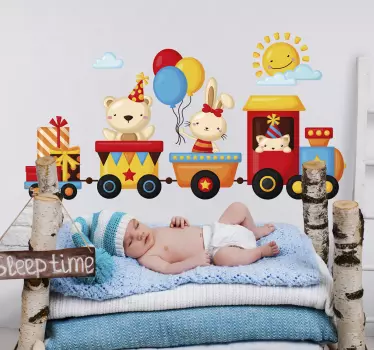 Naljepnica sretnog vlaka kući zid - TenStickers