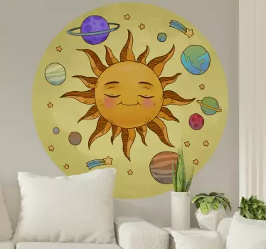 Naljepnica svemira ilustracija nasmijanog sunca - TenStickers