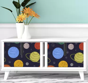 Naljepnica svemira s šarenim planetarnim uzorcima - TenStickers