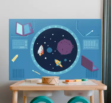 Naljepnica svemira scena raketne avanture - TenStickers